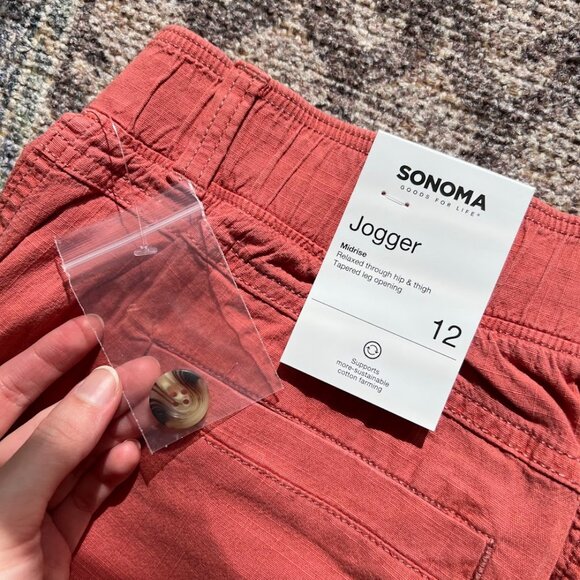 Sonoma Goods For Life Midrise Utility Jogger Pants Brianna Blush Size 12 - Picture 3 of 9